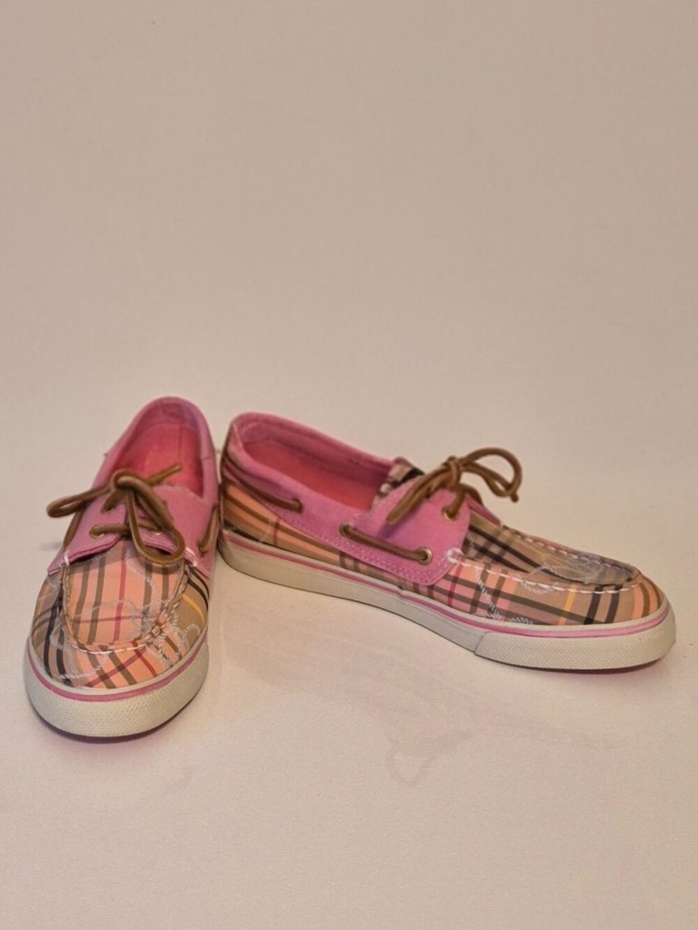 Sperry Women’s Top Sider Boat Shoes Pink Plaid Size 7 (NWOT)